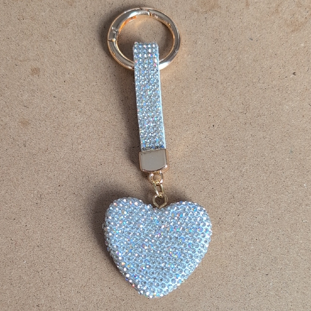 Crystal Heart Keychain Bag Charm